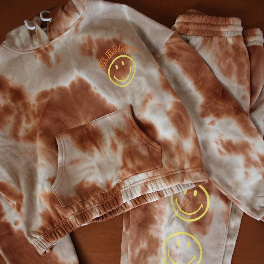 No Comment Tie Dye Cropped Sweater and Pants Set